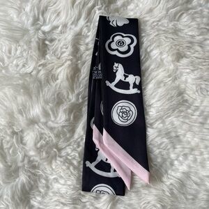 Black and Pink Twilly with White Horse Pattern